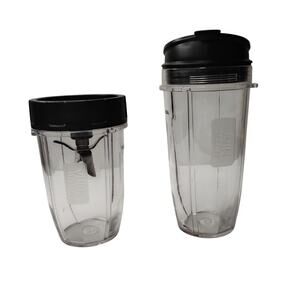 2x Nutri Ninja Replacement Cups Blender Containers w/ Flip Lid & Blades